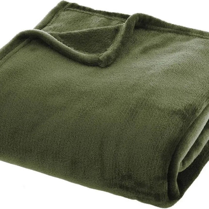 Atmosphera Plaiddecke - Olivgrün - Polyester - 130 x 180 cm - Sofadecke - Fleecedecke