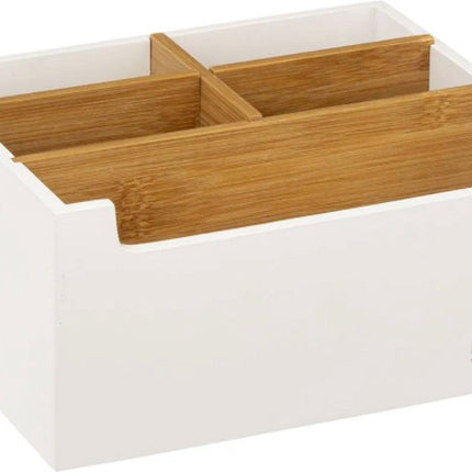 Bambus Make-up Organizer mit Fächern – Schmink Organizer – Schreibtisch Organizer – Aufbewahrungsbox, Holz – Kosmetik Halter 18 x 15 x 9,5 cm