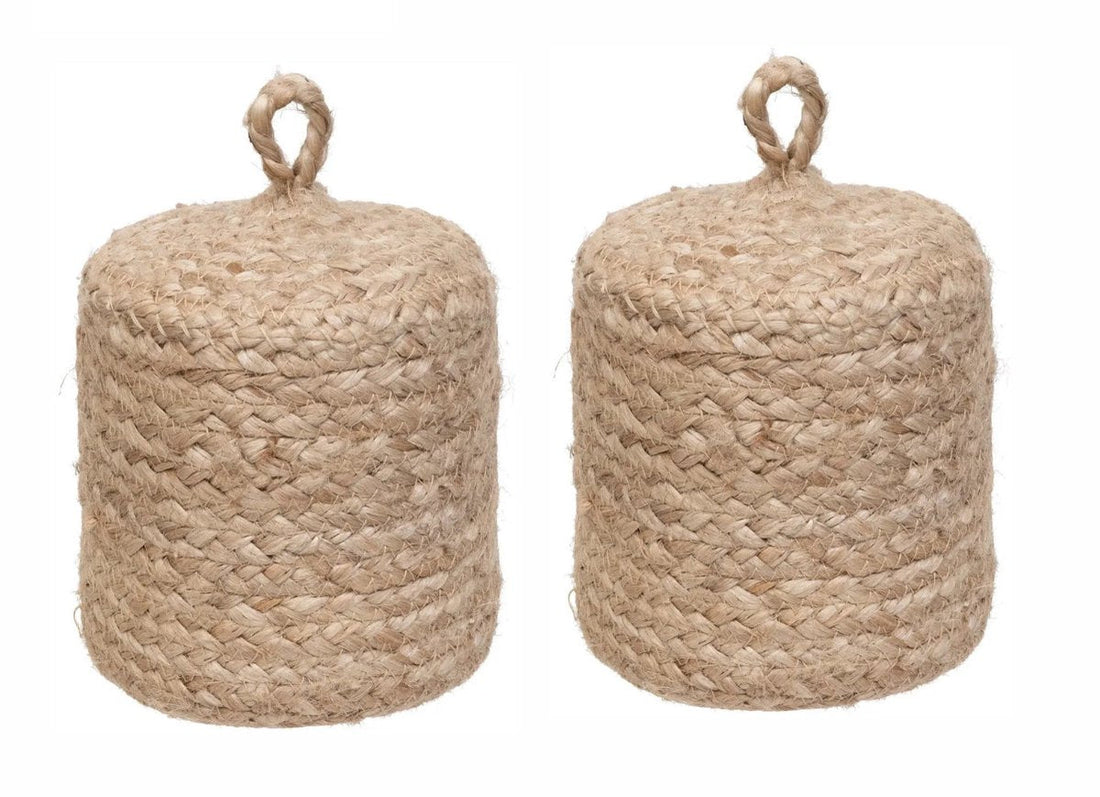 Lot de 2 ! - Atmosphera Butoir de porte - 1 kg - beige - tissu - poids en jute - 15 cm - cale-porte - Butées de porte
