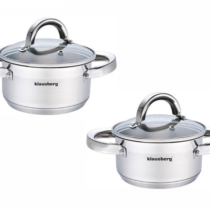 Klausberg Topf-Set - 2-teilig - Kochtopf mit Deckel - 0,5 Liter & 1 Liter - 12cm & 14cm -