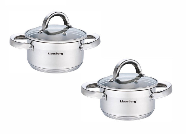 Klausberg Topf-Set - 2-teilig - Kochtopf mit Deckel - 0,5 Liter & 1 Liter - 12cm & 14cm -