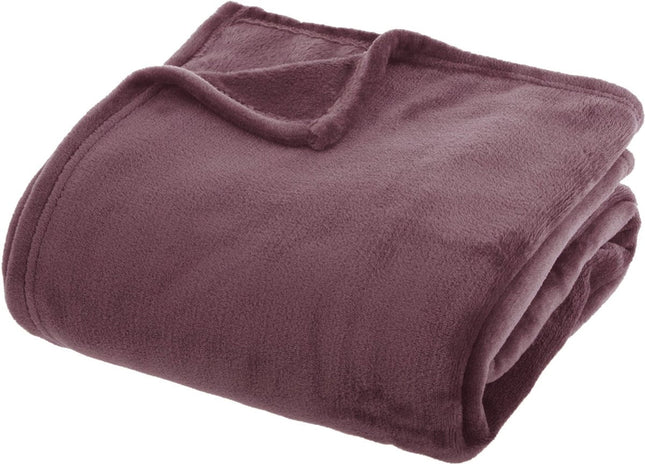 Atmosphera Plaid einfarbige Flanell-Fleecedecke - 180x230 cm - Violett
