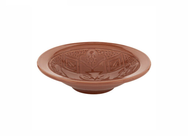 Set van 2 Diepe Borden Terracotta 23 cm - Aardewerk Soepkommen met Bloemopdruk - Soepborden