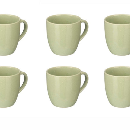 Green Mint Koffiekopjes 150 ml - Set van 6 - Keramieke Espresso Kopjes met Oor - Mokken - Thee en Koffie mokken - Mintgroen - Groen
