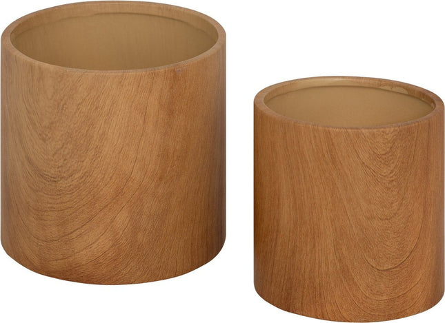 Atmosphera Keramische Plantpotten - Set van 2 stuks - Ø15xH14cm - Bruin