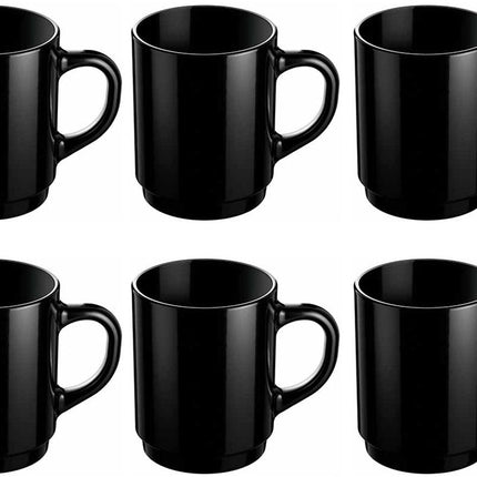Set aus 6 schwarzen Kaffeetassen – 25cl – Moderne, robuste Tassen für Kaffee oder Tee – Für den täglichen Gebrauch geeignet
