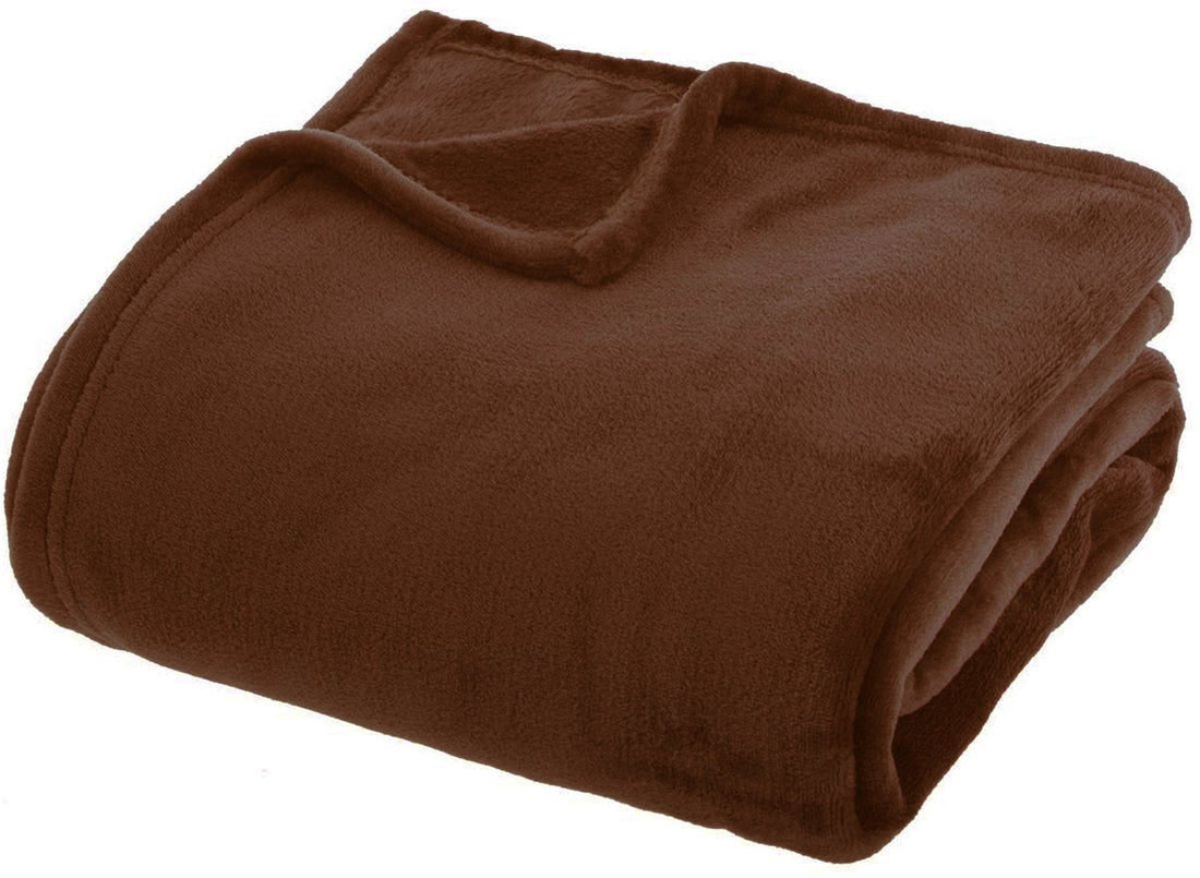 Atmosphera Plaid couverture polaire flanelle unie - 180x230 cm - Marron