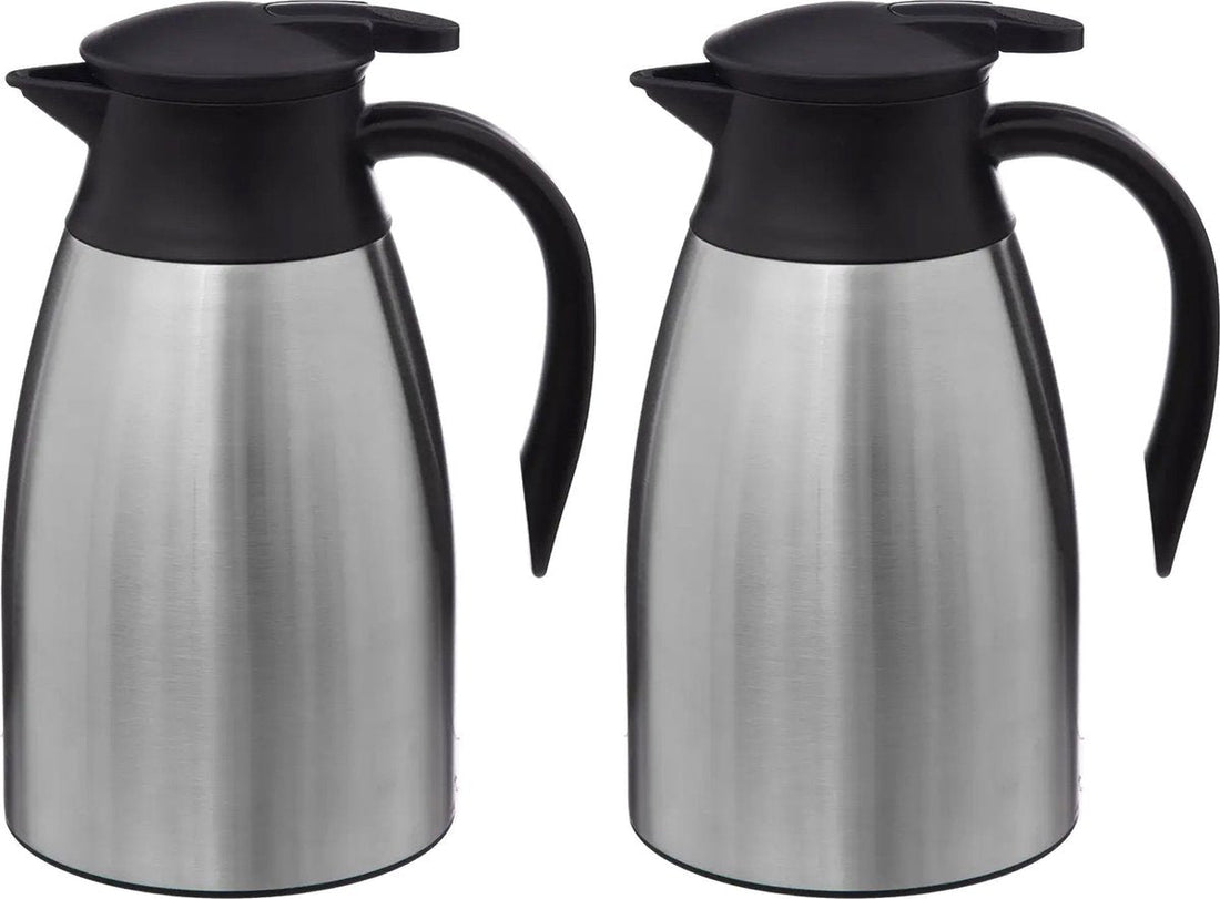 5Five thermoskan 1,5 liter RVS – set van 2, dubbelwandig, zilver