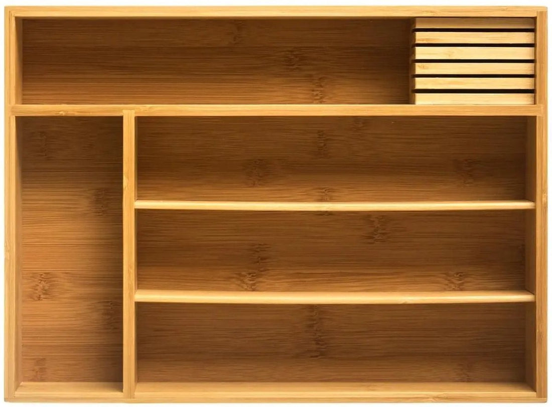 5Five bamboe bestekbak met messenhouder – 5 vakken, 28 x 38 cm