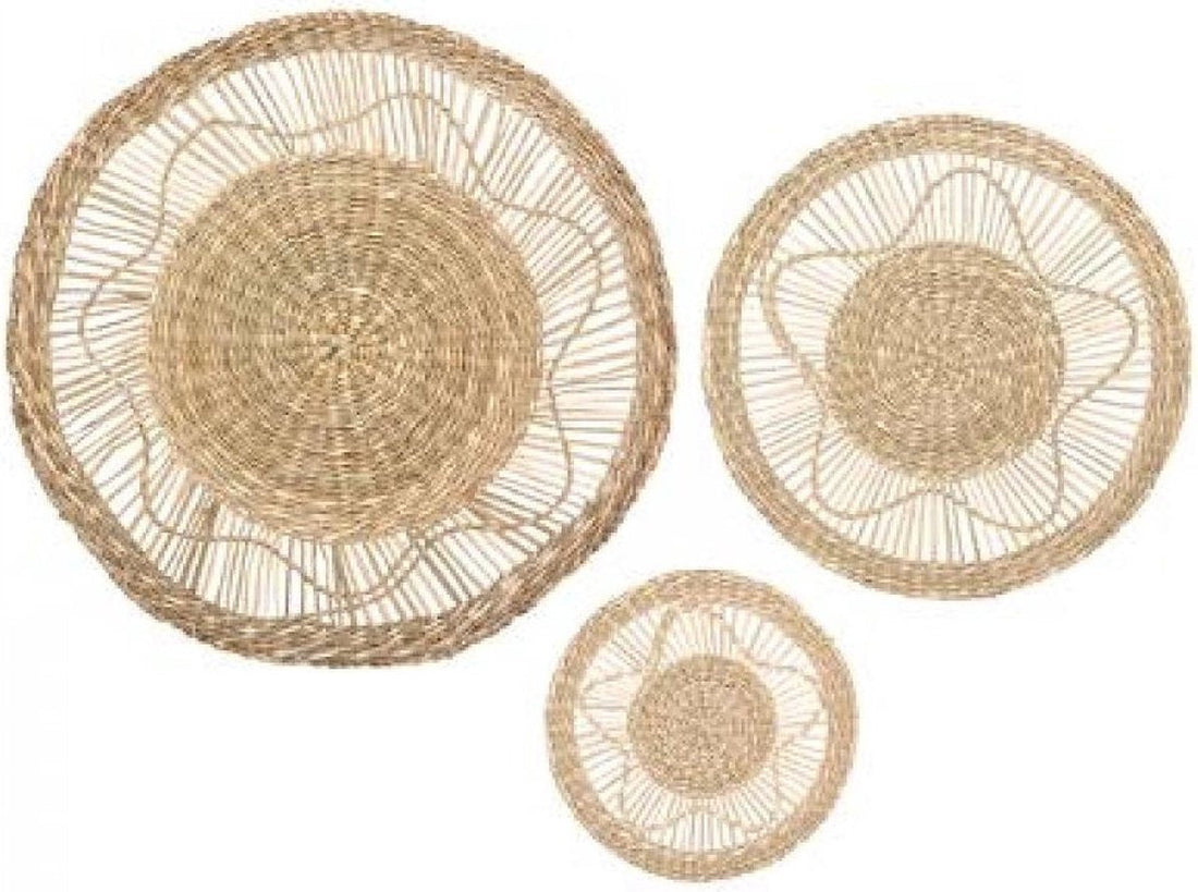 Atmosphera wanddecoratie set 3-delig van zeegras – Ø 38, 28 en 18 cm
