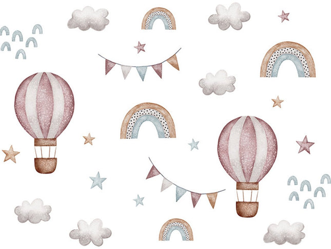Sipo Wandsticker Ballons und Regenbogen - Selbstklebender Wandaufkleber für das Kinderzimmer - 64x86 cm - Bunte Dekoration für Mädchen- und Jungenzimmer