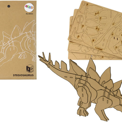 Holz 3D Puzzle Stegosaurus - Pädagogisches Bauset 41 Teile - Dinosaurier Konstruktionsspielzeug - 3D Puzzle - Modellbausatz - Dinos - Stegosaurus