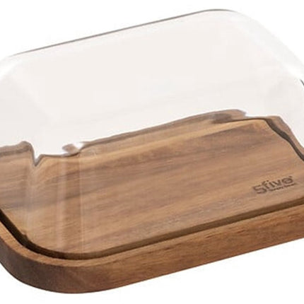 5Five Butterdose - Akazienholz - Glas - 18 x 13 cm - braun/transparent