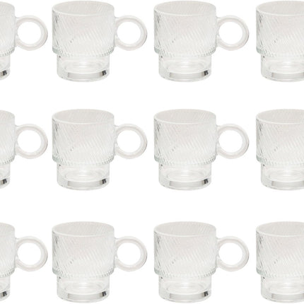 Set mit 12 transparenten Glasbechern - 30 cl - Spülmaschinenfest - Ideal für Kaffee, Tee und mehr