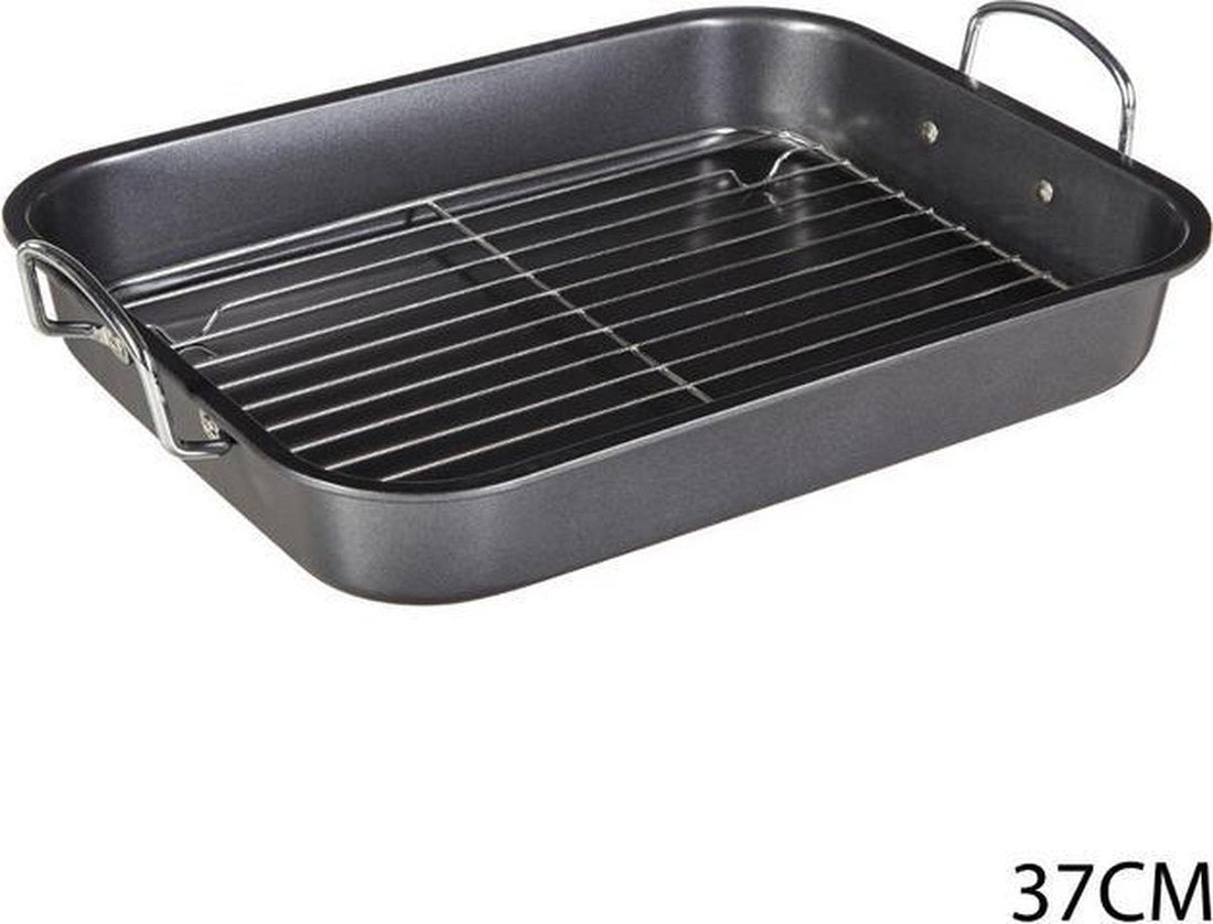 Braadslede met uitneembaar rooster – staal met antiaanbaklaag, 37 x 29 cm