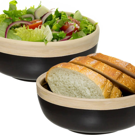 5Five - 2er Set - Servierschale/Salatschale - schwarz - Bambus - 20 x 8 cm - rund