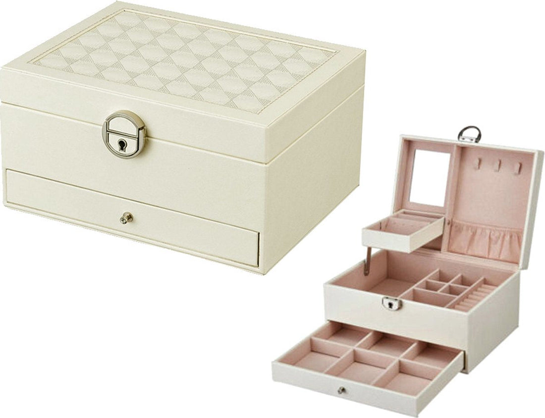 Organisateur de bijoux avec miroir - Boîte de rangement de luxe