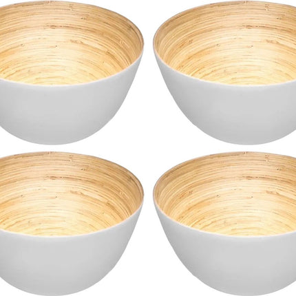 Secret de Gourmet - 4x - Salatschüssel/Servierschalen - Bambus weiß - D17 cm