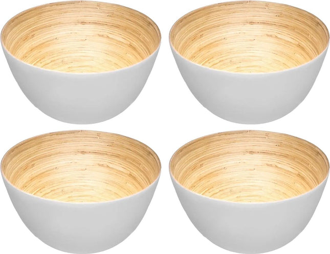 Secret de Gourmet - 4x - Salatschüssel/Servierschalen - Bambus weiß - D17 cm