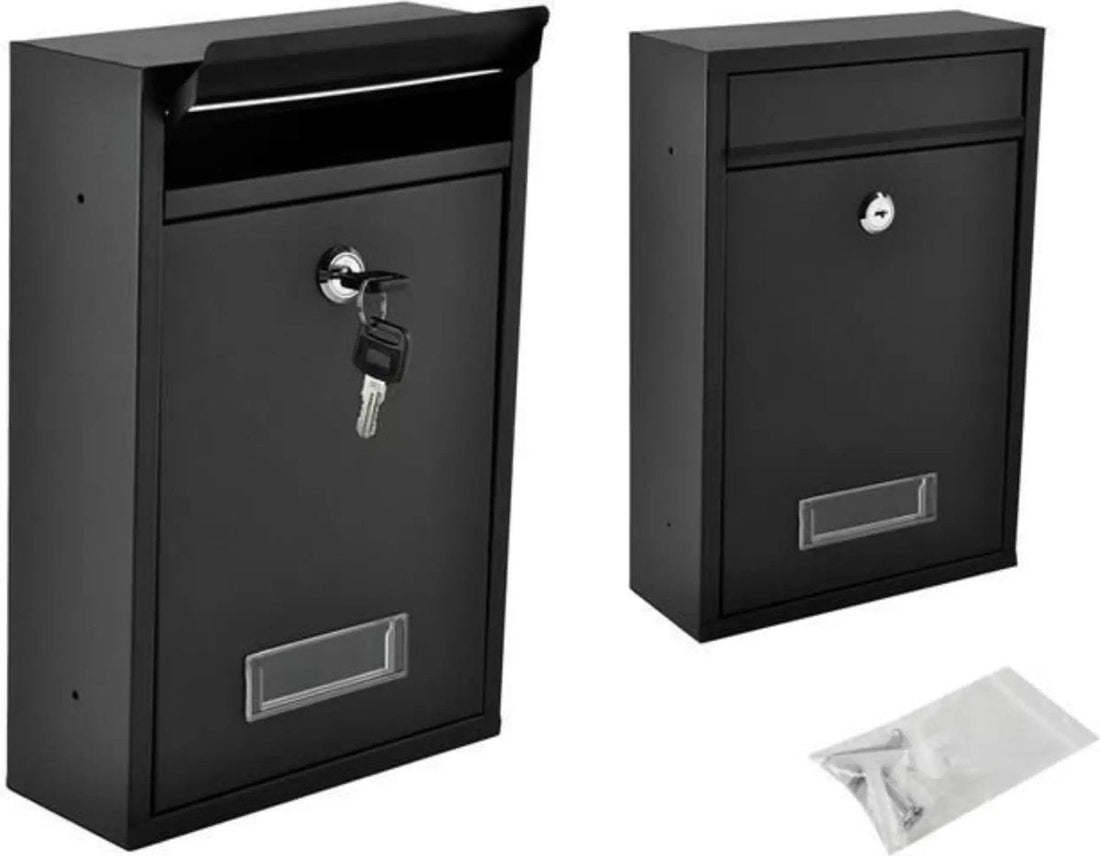 boîte aux lettres noire - 2 clés - avec clapet de fixation
