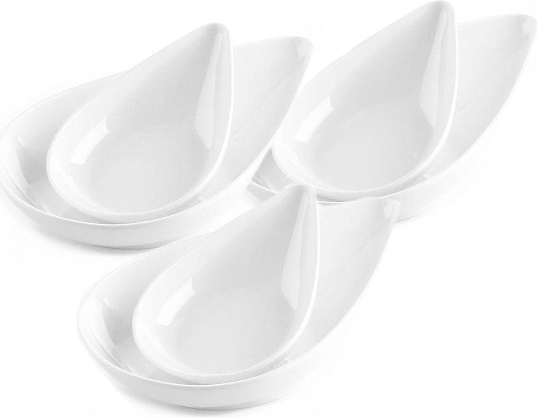Melamine teardrop bowls white 6 pieces 17.5 cm x 11.5 cm