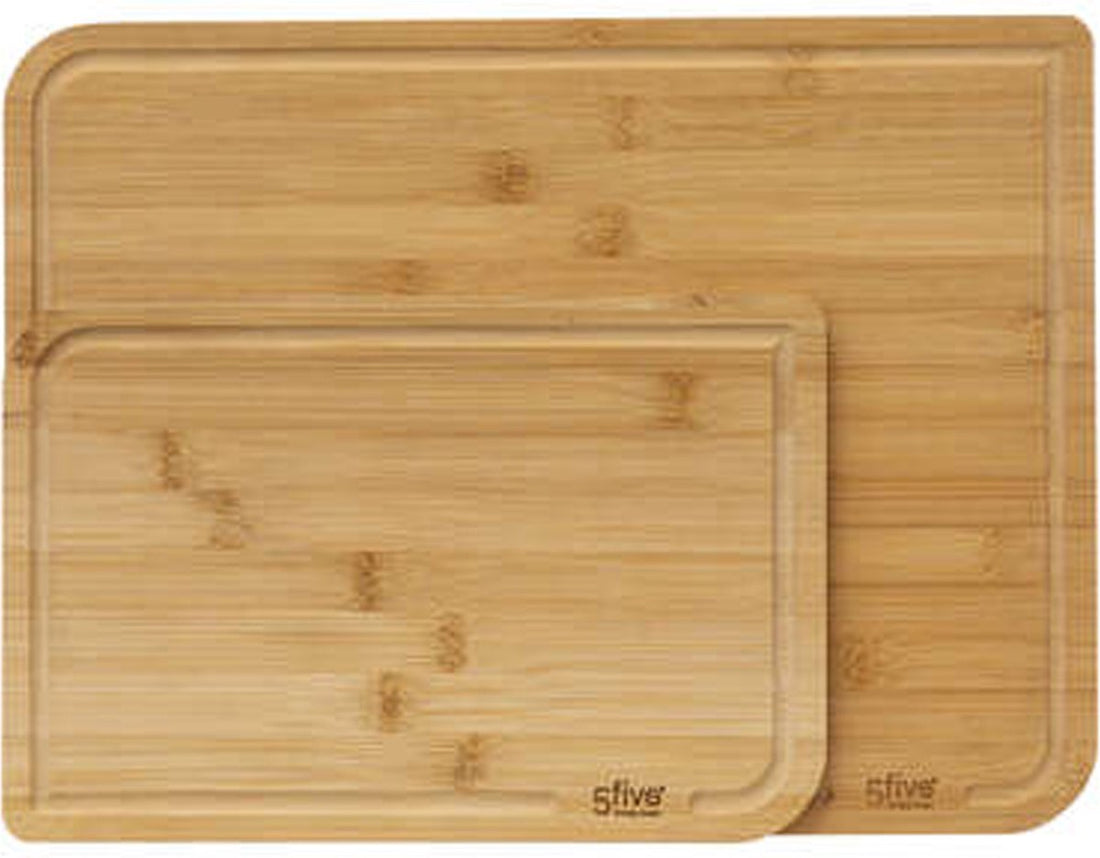 5Five Lot de 2 planches à découper en bambou avec rigole - 35 x 25 cm/22 x 15 cm
