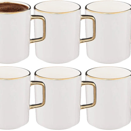 Secret de Gourmet Kaffeetassen Athena - 6 Stück - Keramik - weiß/gold - 350 ml - 8 x 9 cm