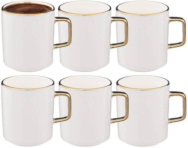 Secret de Gourmet Kaffeetassen Athena - 6 Stück - Keramik - weiß/gold - 350 ml - 8 x 9 cm