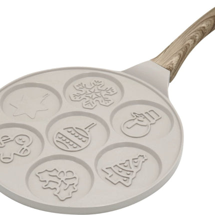 Klausberg KB-7970 Pannekoekenpan met 7 Vormen - Kerst Designs - Ø26.5 cm - Antiaanbaklaag - Geschikt voor Alle Kookstellen Inclusief Inductie - Ideaal voor Poffertjes en Mini Pannekoeken - Kerstfiguurtjes - Sneeuwpop