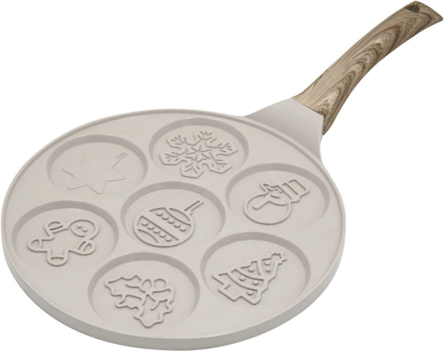 Klausberg KB-7970 Pfannkuchenpfanne mit 7 Formen - Weihnachtsmotive - Ø26,5 cm - Antihaftbeschichtung - Geeignet für alle Herdarten inkl. Induktion - Ideal für Poffertjes und Mini-Pfannkuchen - Weihnachtsfiguren - Schneemann