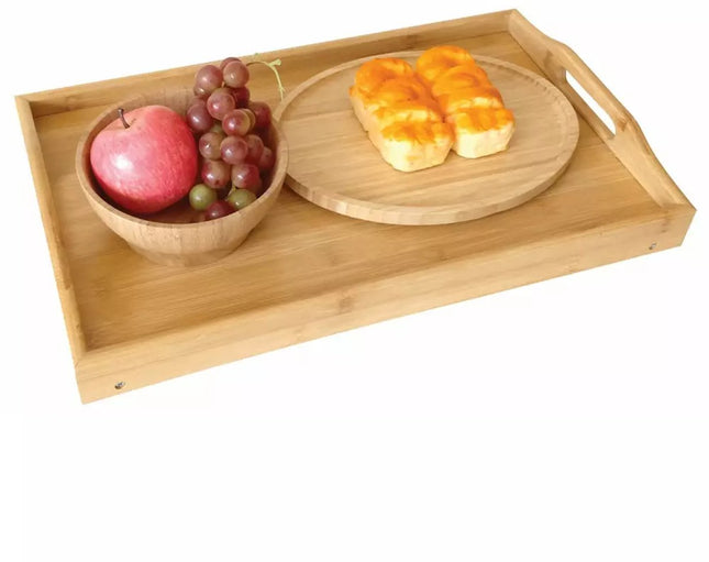 Kinghoff KH1502 Bambus-Frühstückstisch - Klappbares Serviertablett - 50x30x7 cm - Multifunktional (Frühstück, Abendessen, Laptop-Tisch)