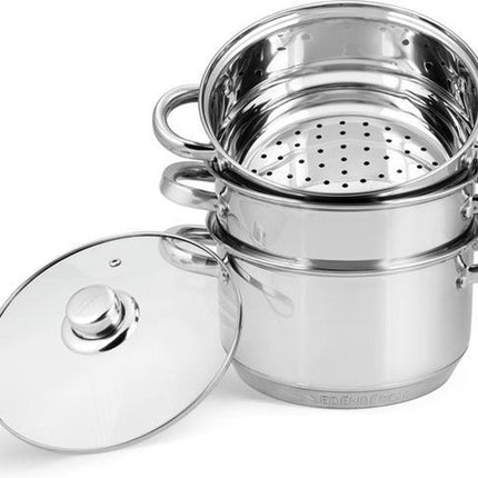 Edënbërg Classic Line - Dampfkochtopfset - Ø 20 cm - 4-teilig - 9-Schicht-Boden!