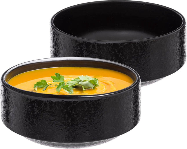 Secret de Gourmet Suppenschalen/Schälchen - 2x - Loft - Keramik - D15 x H7 cm - anthrazit - Stapelbar
