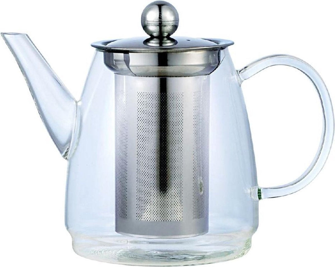 Kinghoff 4843 glazen theepot met rvs filter – borosilicaatglas, 900 ml
