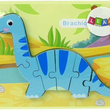 Leantoys Holzpuzzle Dinosaurier Brachiosaurus – 5 mm dicke Holzpuzzleteile – Lernspielzeug 3+ – Dino Puzzle – Holzklötze Puzzle – Brachiosaurus