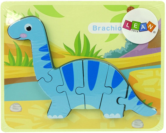 Leantoys Holzpuzzle Dinosaurier Brachiosaurus – 5 mm dicke Holzpuzzleteile – Lernspielzeug 3+ – Dino Puzzle – Holzklötze Puzzle – Brachiosaurus