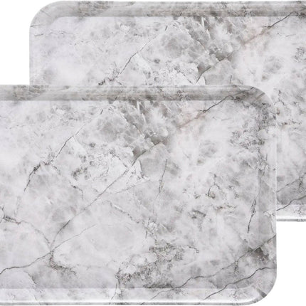 5Five Tablett/Servierplatte Marmor - 2 Stück - Melamin - cremeweiß - 33 x 43 cm