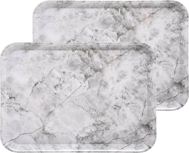 5Five Tablett/Servierplatte Marmor - 2 Stück - Melamin - cremeweiß - 33 x 43 cm