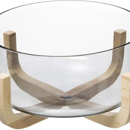 Secret de Gourmet Slakom/voedsel serveer schaal- Glas/hout - D24 cm