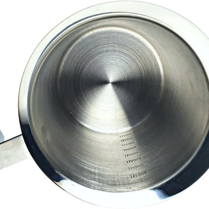 Kinghoff® - Milchaufschäumer Manuell - Edelstahl - 800 ml - Spülmaschinenfest - Barista - Milchkännchen - Hitzebeständiger Boden - Induktion