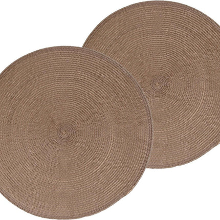 Secret de Gourmet ronde placemat - Set van 6x stuks - taupe - gevlochten kunststof - Dia 38 cm - Onderleggers