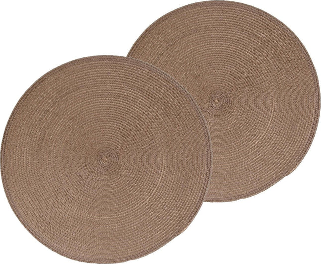 Secret de Gourmet runder Platzset - 8er-Set - Taupe - geflochtenes Kunststoff - Ø 38 cm - Unterleger