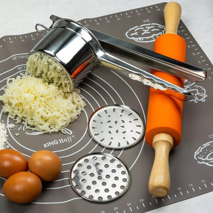 Kinghoff KH1268 Aardappelstamper van RVS - Sterke en Duurzame Stamper voor Snelle en Makkelijke Puree - Geschikt voor de Vaatwasser