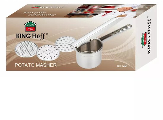 Kinghoff KH1268 Kartoffelstampfer aus Edelstahl – Stabiler und langlebiger Stampfer für schnellen und einfachen Kartoffelbrei – Spülmaschinengeeignet