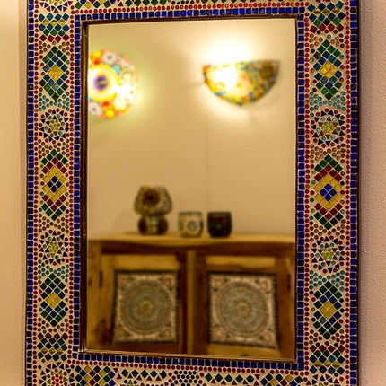 Großer Spiegel mehrfarbig mit Mosaikrahmen 80 x 60 cm