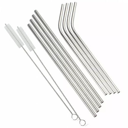 Kinghoff Edelstahl-Trinkhalme Set – 8-teilig – Umweltfreundlich – Mit Reinigungsbürste und Aufbewahrungstasche – Modell KH1357