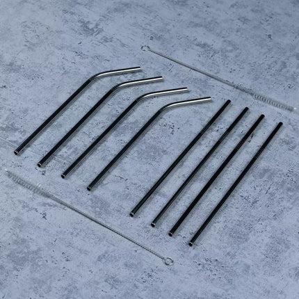 Kinghoff Edelstahl-Trinkhalme Set – 8-teilig – Umweltfreundlich – Mit Reinigungsbürste und Aufbewahrungstasche – Modell KH1357