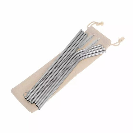 Kinghoff Edelstahl-Trinkhalme Set – 8-teilig – Umweltfreundlich – Mit Reinigungsbürste und Aufbewahrungstasche – Modell KH1357