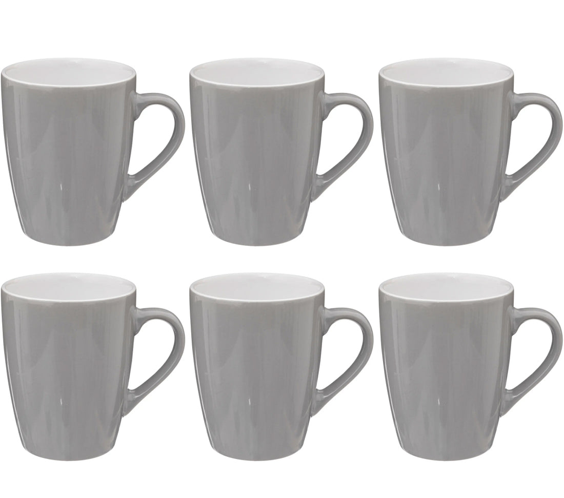 Secret de Gourmet koffiemokken met oor in steengrijs – set van 6, 380 ml