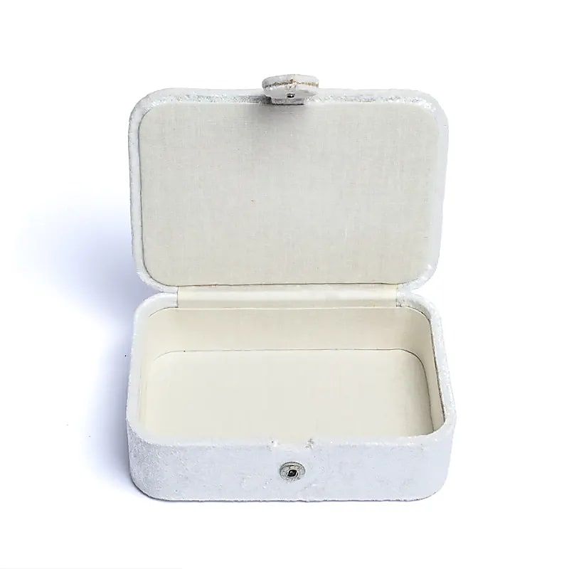 Jewelry / tarot box velvet white with sun and moon